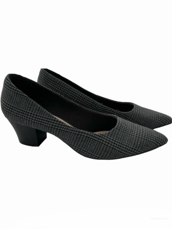 Clarks Shoes - Clarks Teresa Houndstooth Size 11 WIDE Step Pump Grey Black Plaid EUC